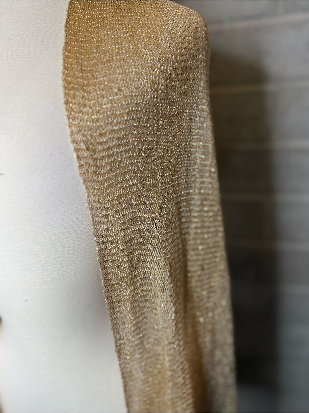 Gold Metallic Fringe Evening Shawl Wrap Wedding Formal Party Lightweight Scarf - Picture 8 of 14
